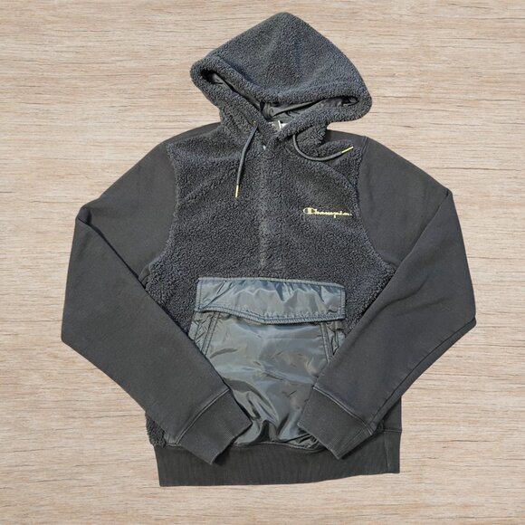 Champion Men's Faux-Fur Half-Zip Hoodie Sherpa Sweatshirt Size XS Cozy Comfy - Picture 5 of 10